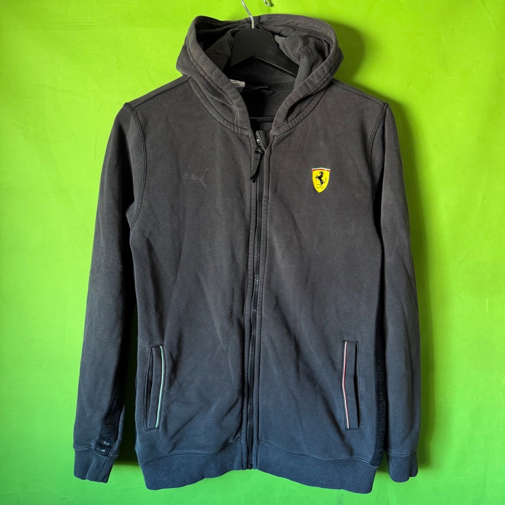 Puma Scuderia Ferrari Zip Up Hoodie Boys Large Black F1 Racing Sweatshirt